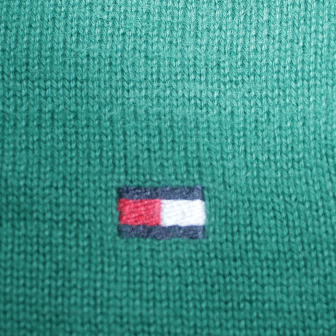 Tommy Hilfiger Men’s Green Cotton V-Neck Jumper Size M
