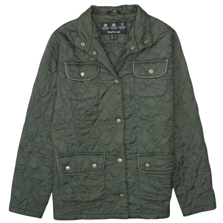 Barbour Womens Green Quilted Jacket Size 12 Lightweight Country Coat