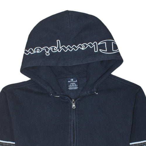 Champion Men's Blue Yellow 1/2 Zip Hoodie Large Logo Fleece