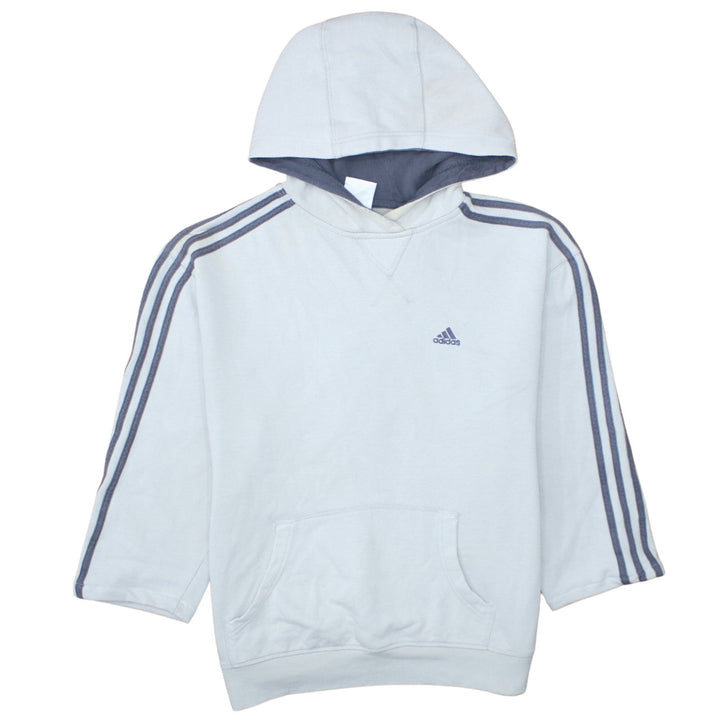 Adidas Mens White Pullover 3/4 Sleeve Hoodie Size L Sports Fleece