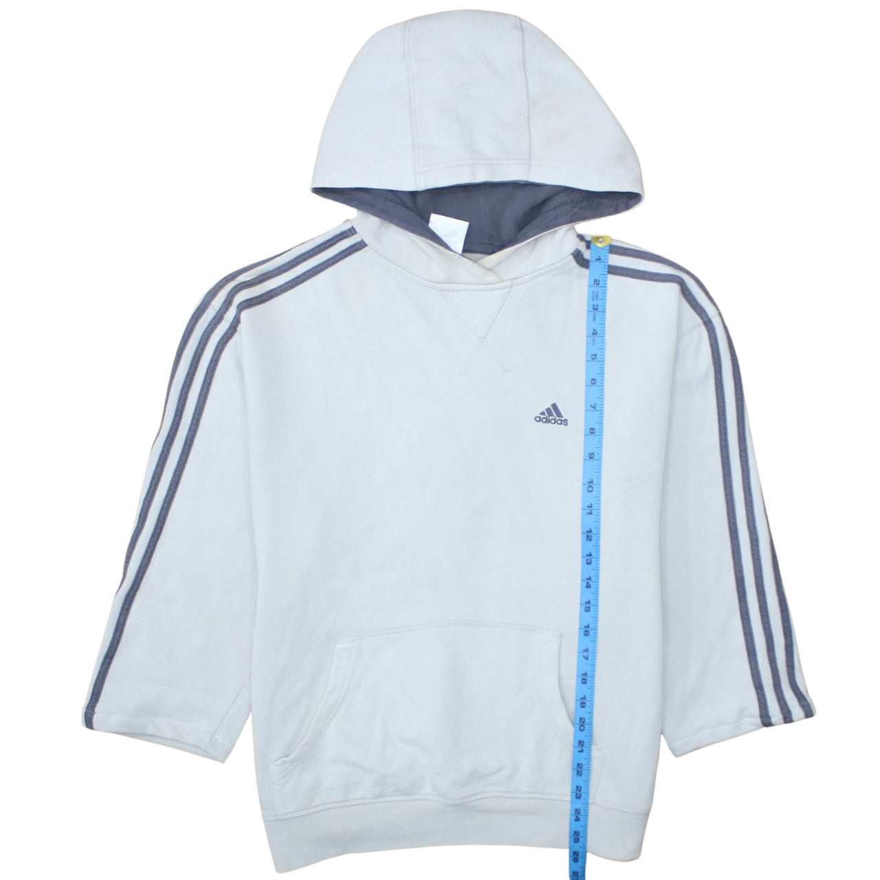 Adidas Mens White Pullover 3/4 Sleeve Hoodie Size L Sports Fleece