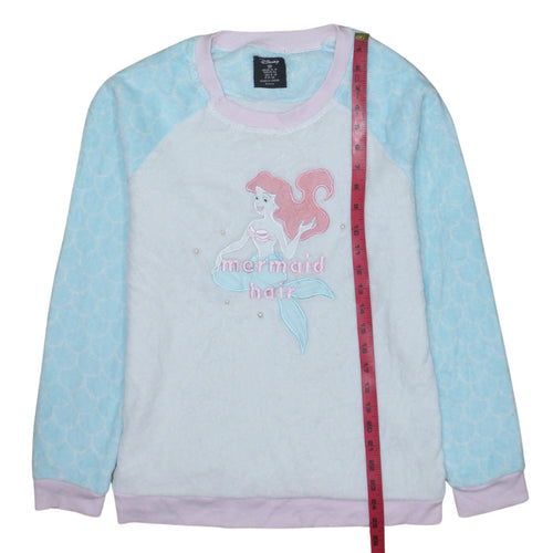 Disney Women Blue Fleece Ariel Mermaid Long Sleeve Nightshirt Size 12-14