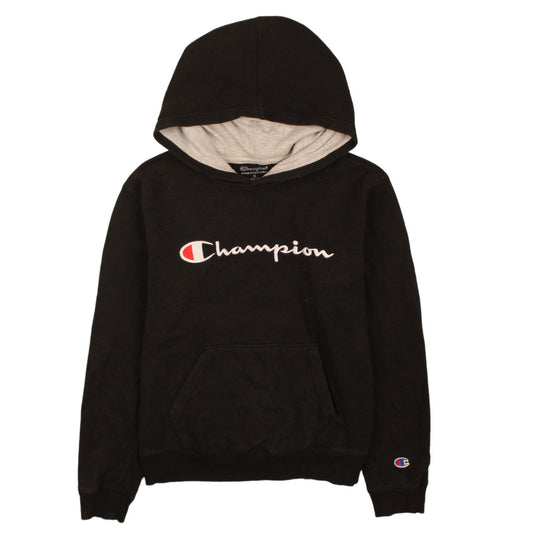 Champion Womens Black XL Pullover Hoodie with Logo Embroidery