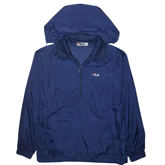 FILA Women’s Blue Nylon Anorak Jacket S Hooded Windbreaker