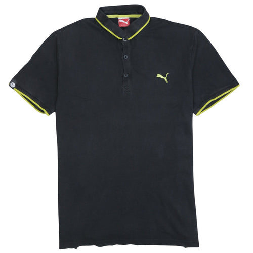 Puma Men's Black Short Sleeve Polo Shirt Size L Cotton Blend