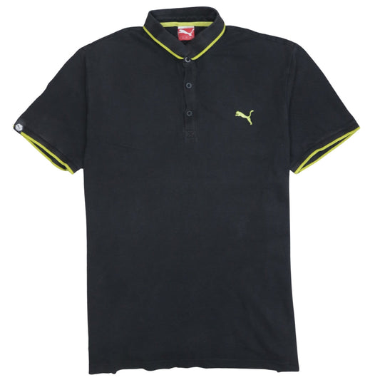 Puma Men's Black Short Sleeve Polo Shirt Size L Cotton Blend