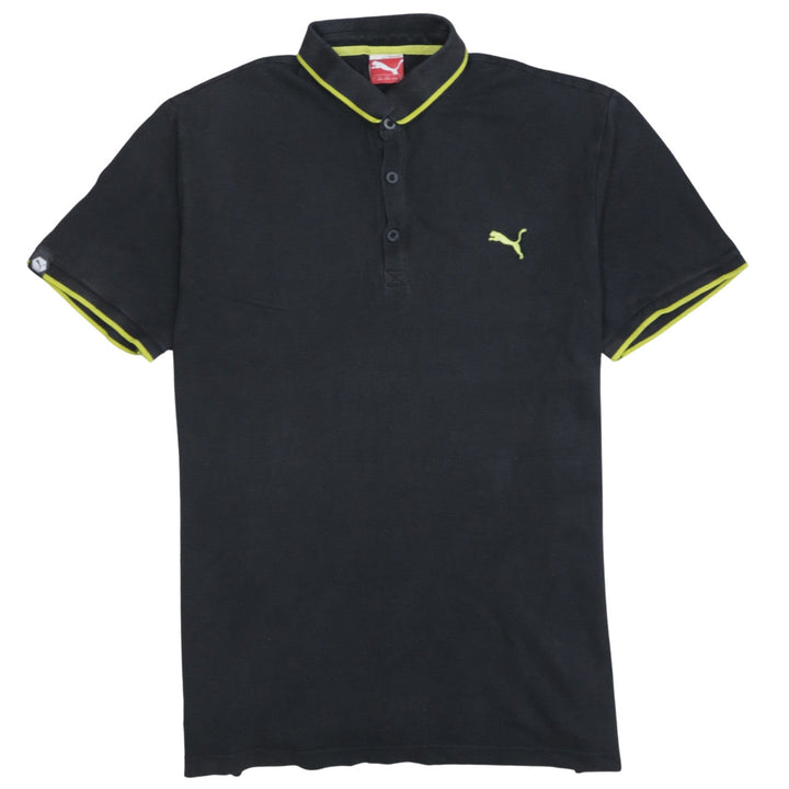 Puma Men's Black Short Sleeve Polo Shirt Size L Cotton Blend