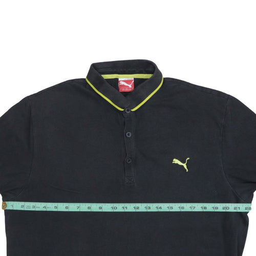 Puma Men's Black Short Sleeve Polo Shirt Size L Cotton Blend