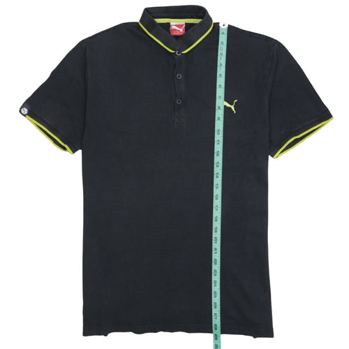 Puma Men's Black Short Sleeve Polo Shirt Size L Cotton Blend