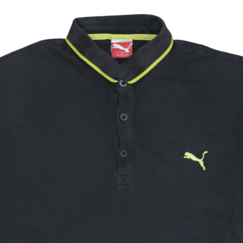 Puma Men's Black Short Sleeve Polo Shirt Size L Cotton Blend