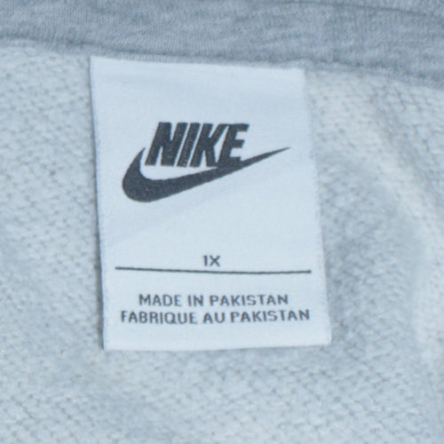 Nike Men's Grey Full Zip Hoodie 2XL Regular Fit Cotton Blend