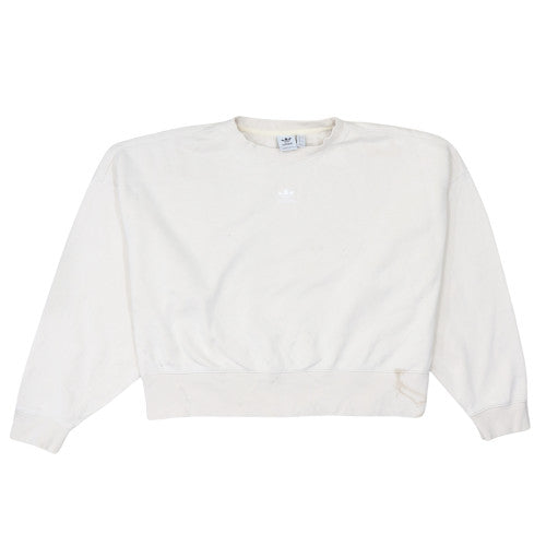 Adidas Women White Crew Neck Cotton Pullover Sweatshirt Size 10
