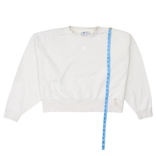 Adidas Women White Crew Neck Cotton Pullover Sweatshirt Size 10