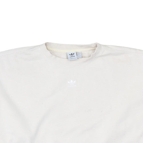 Adidas Women White Crew Neck Cotton Pullover Sweatshirt Size 10