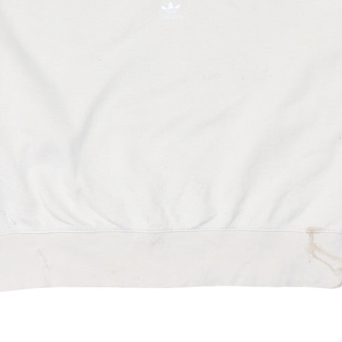 Adidas Women White Crew Neck Cotton Pullover Sweatshirt Size 10