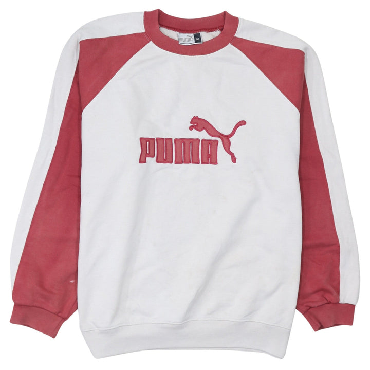 Puma Men's White & Red Crew Neck Pullover Sweatshirt M