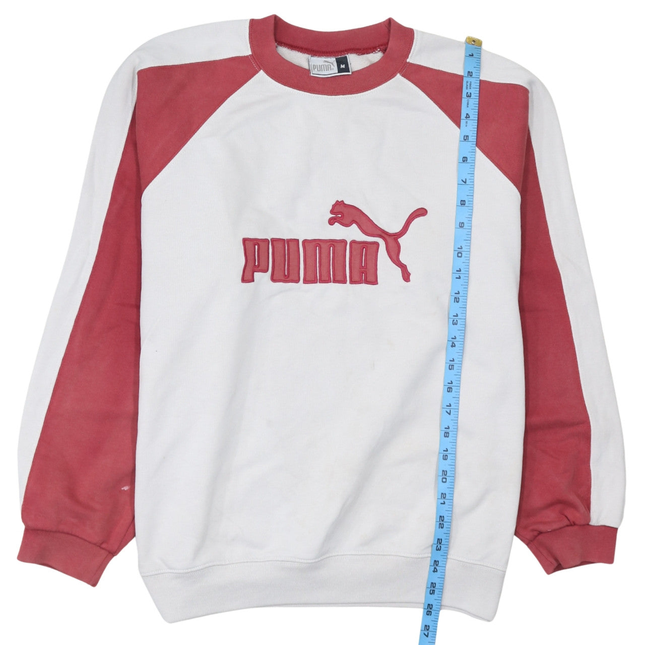 Puma Men's White & Red Crew Neck Pullover Sweatshirt M