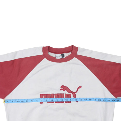 Puma Men's White & Red Crew Neck Pullover Sweatshirt M