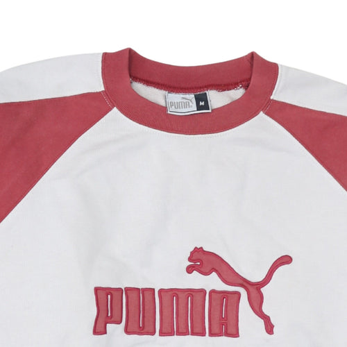 Puma Men's White & Red Crew Neck Pullover Sweatshirt M