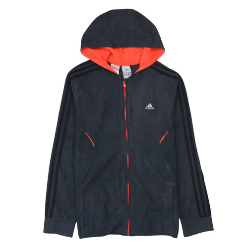 Adidas Boys Black Full Zip Hoodie Jacket Size 14-15 Years
