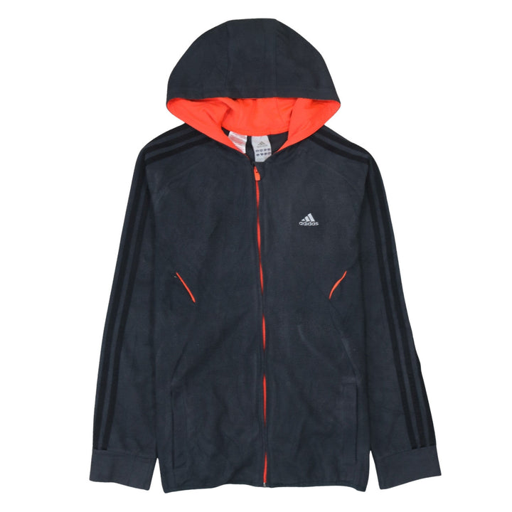 Adidas Boys Black Full Zip Hoodie Jacket Size 14-15 Years