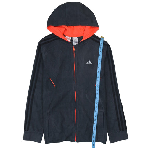 Adidas Boys Black Full Zip Hoodie Jacket Size 14-15 Years