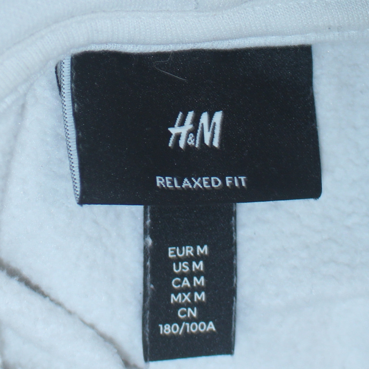 H&M Men's White Relaxed Fit Pullover Hoodie M