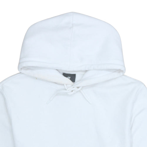H&M Men's White Relaxed Fit Pullover Hoodie M