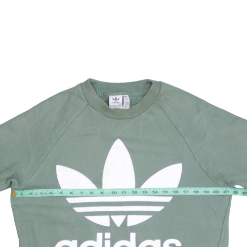 Adidas Women Khaki Green Crew Neck Sweatshirt Size 10 Relaxed Fit