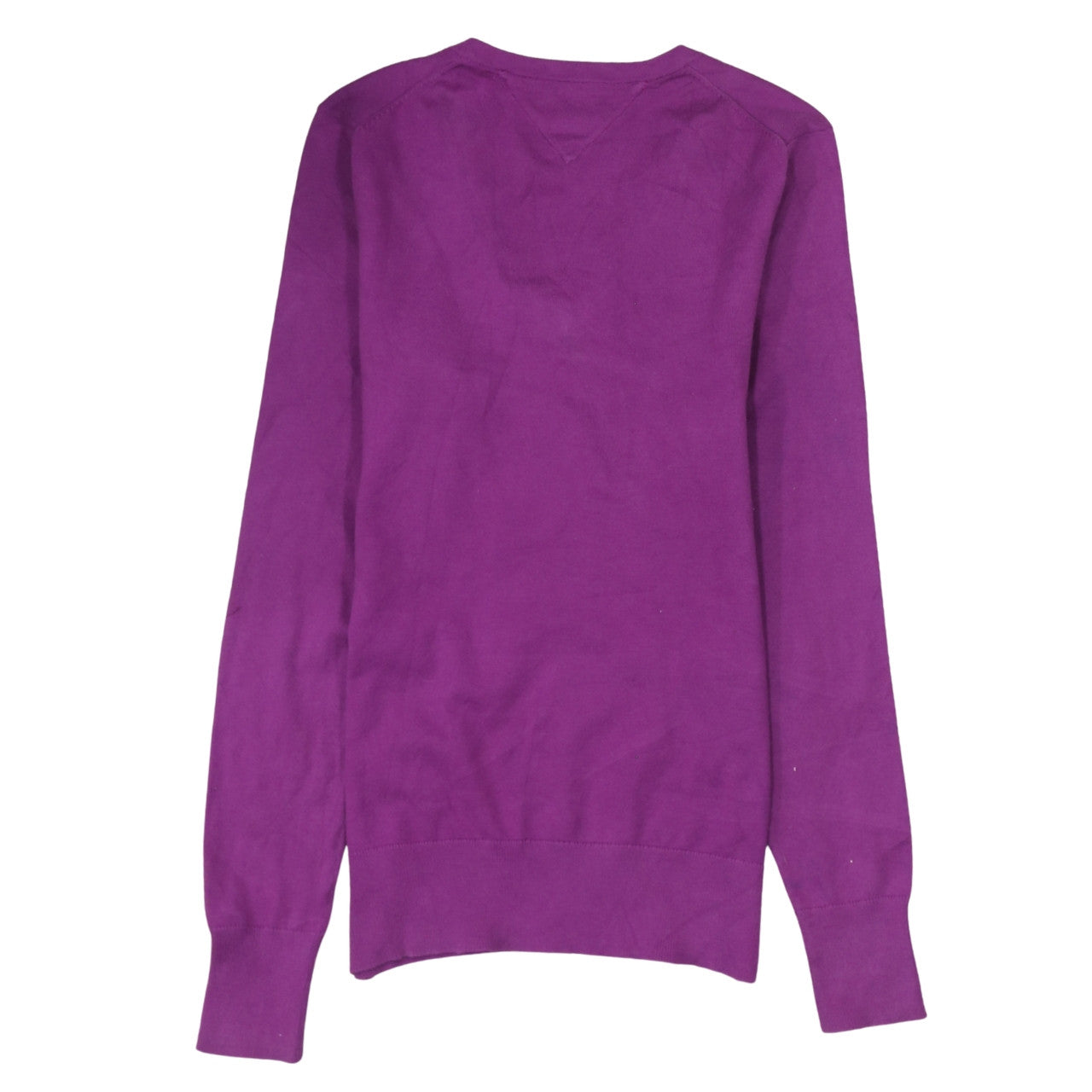 Tommy Hilfiger Women's Purple V-Neck Cotton Blend Jumper Size S