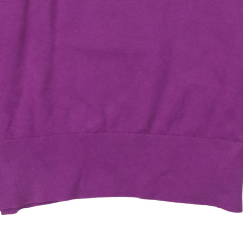 Tommy Hilfiger Women's Purple V-Neck Cotton Blend Jumper Size S