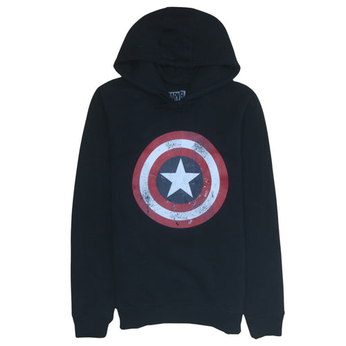 Marvel Men’s Black XL Pullover Hoodie Captain America Logo