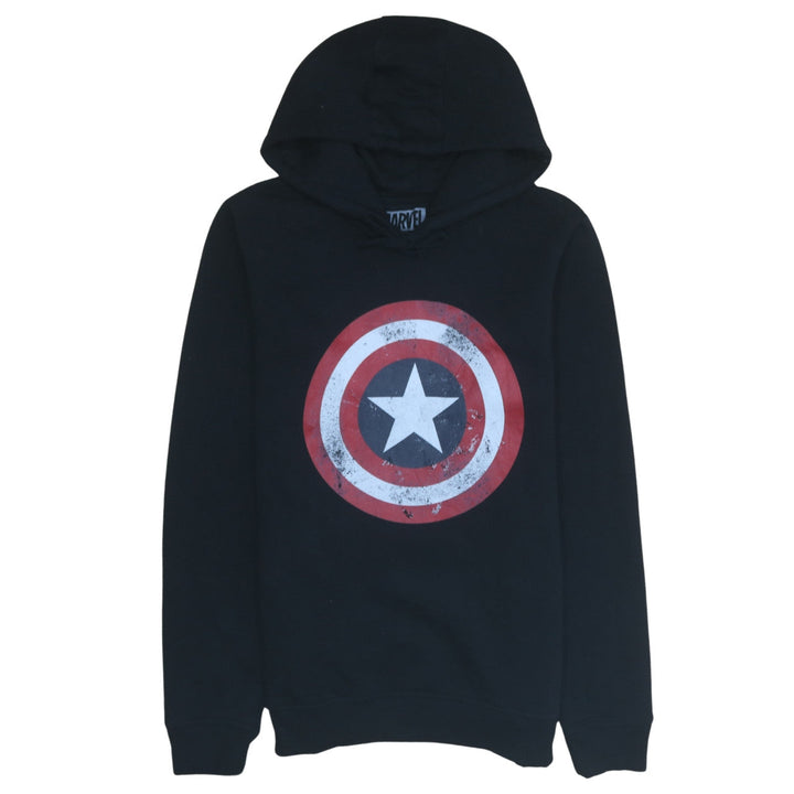 Marvel Men’s Black XL Pullover Hoodie Captain America Logo