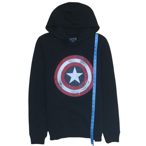 Marvel Men’s Black XL Pullover Hoodie Captain America Logo