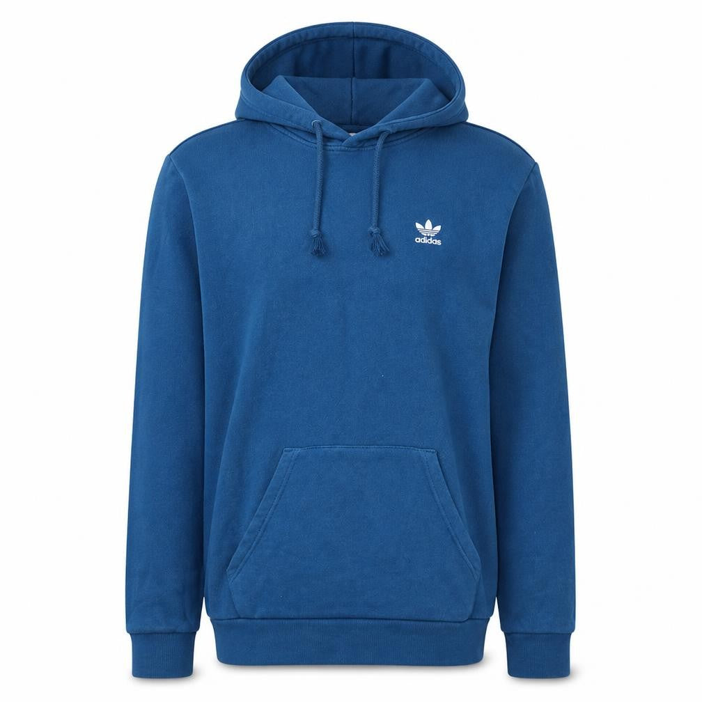 Front view of Adidas men’s blue pullover hoodie s cotton blend casual sweatshirt