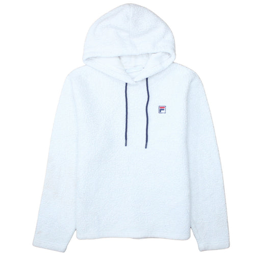 FILA Womens White L Pullover Hoodie Fleece Polyester Sweatshirt