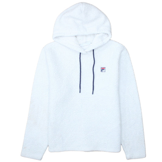FILA Womens White L Pullover Hoodie Fleece Polyester Sweatshirt