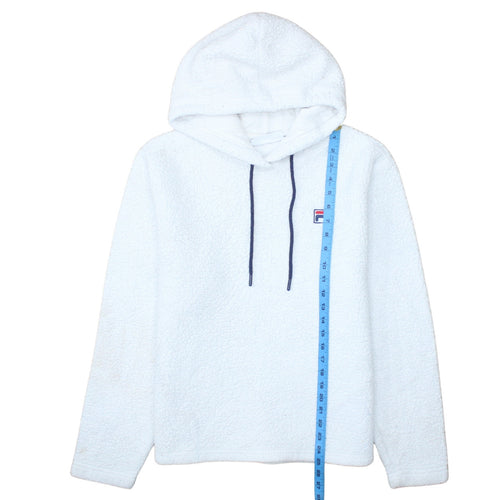 FILA Womens White L Pullover Hoodie Fleece Polyester Sweatshirt