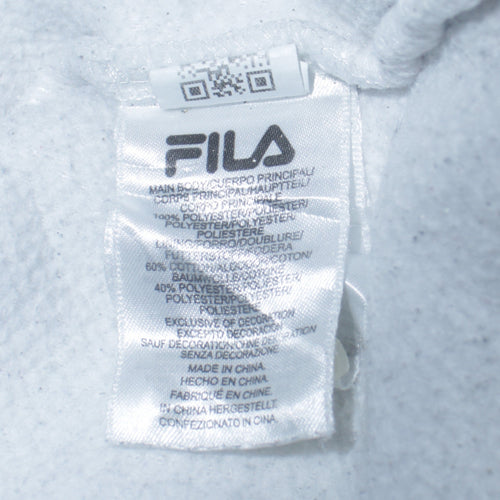 FILA Womens White L Pullover Hoodie Fleece Polyester Sweatshirt