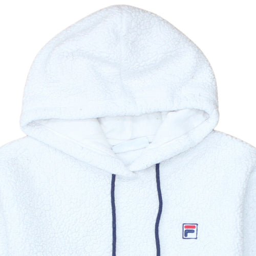 FILA Womens White L Pullover Hoodie Fleece Polyester Sweatshirt