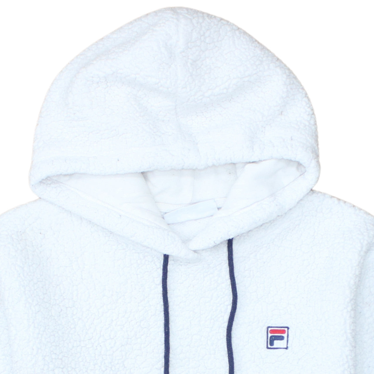 FILA Womens White L Pullover Hoodie Fleece Polyester Sweatshirt