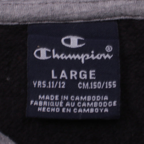 Champion Boys Black Hoodie Size 11-12 Years Pullover Fleece Hooded Sweatshirt