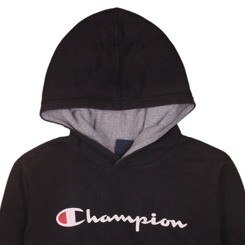 Champion Boys Black Hoodie Size 11-12 Years Pullover Fleece Hooded Sweatshirt