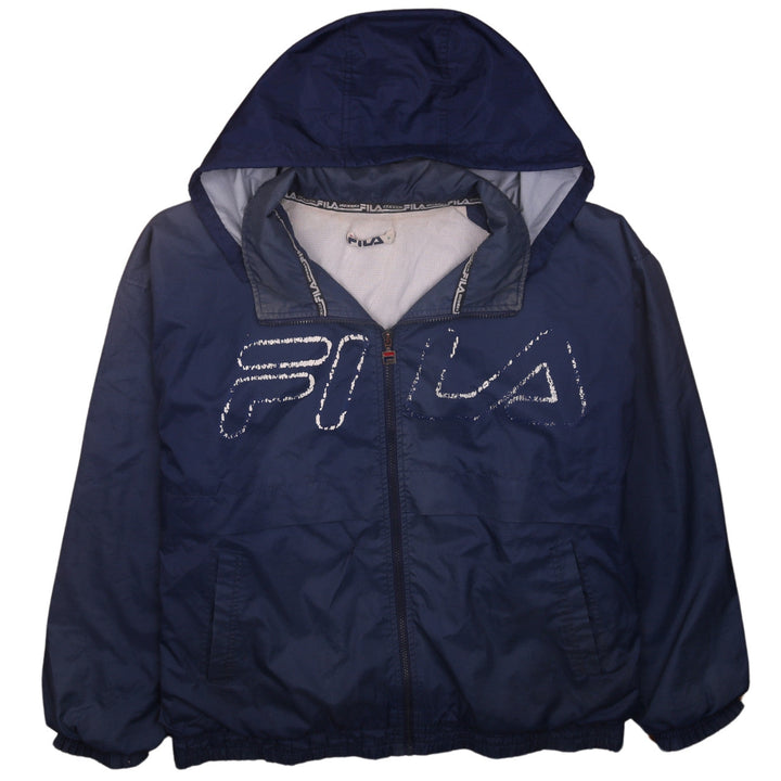 FILA Men's Blue Hooded Windbreaker Jacket Size L Lightweight Sports
