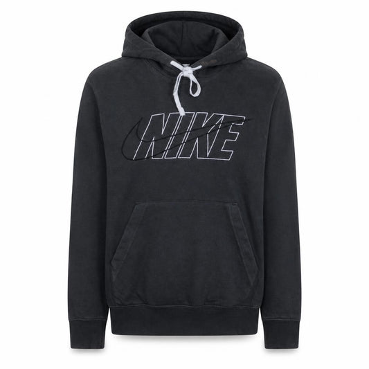 Front view of Nike men’s black xs pullover hoodie graphic logo sweatshirt