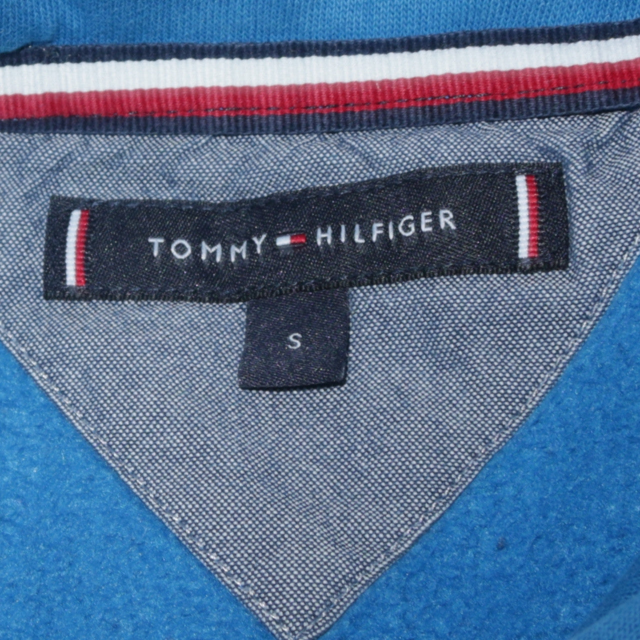 Tommy Hilfiger Men Blue Small Pullover Hoodie with Logo Print