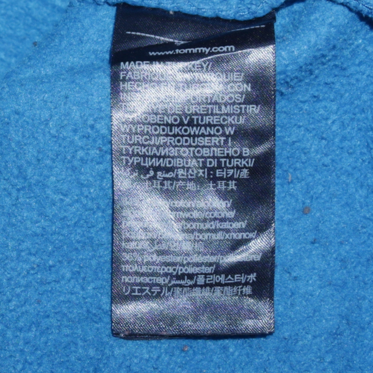 Tommy Hilfiger Men Blue Small Pullover Hoodie with Logo Print