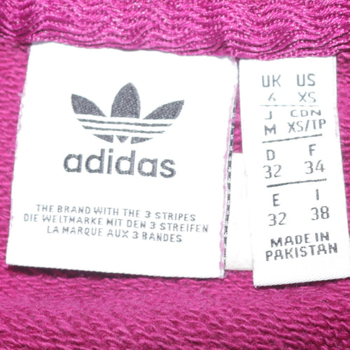 Adidas Womens Burgundy Crew Neck Sweatshirt UK 6 Logo Pullover