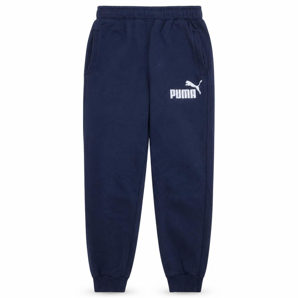 Front view of Puma men’s blue m regular fit fleece sweatpants joggers