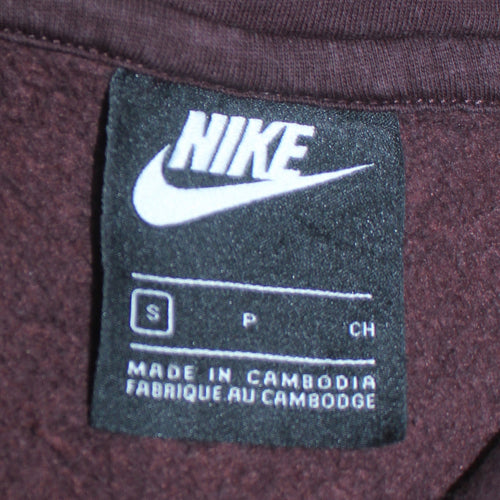 Nike Men’s Brown Pullover Hoodie Size S Logo Fleece Sweatshirt